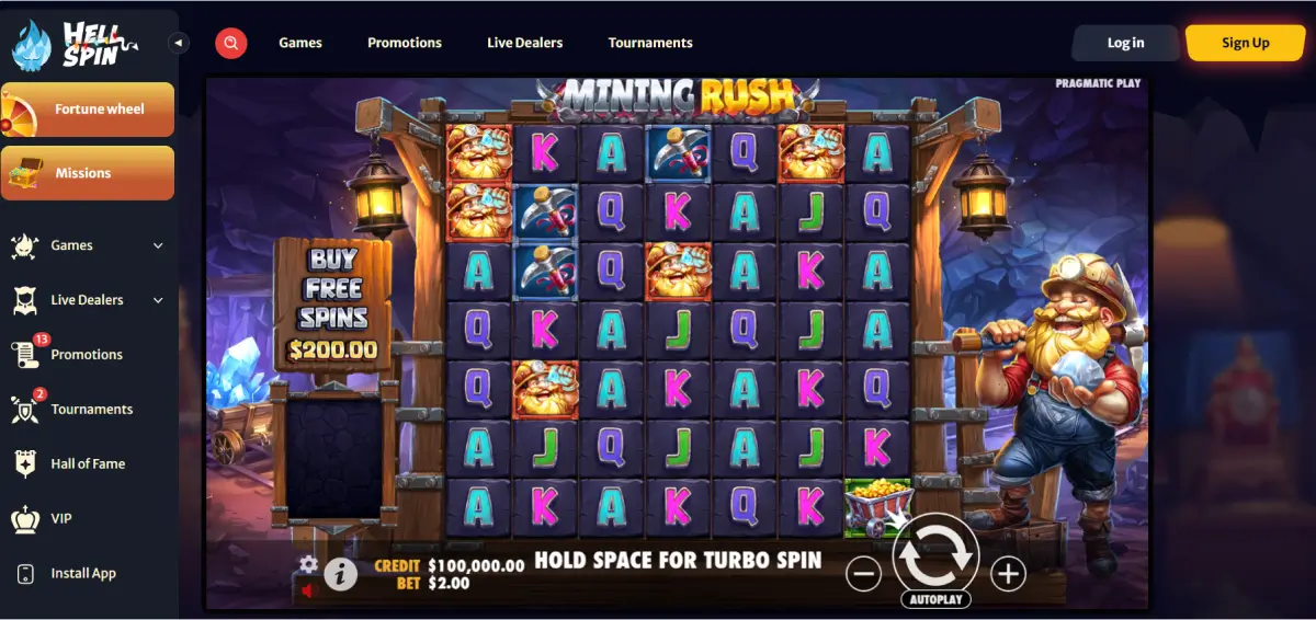 Demo mode and cash game at Hellspin casino Demo mode and cash game at Hellspin