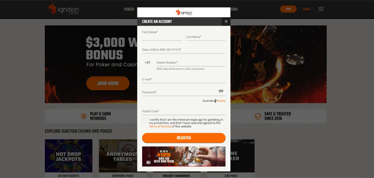 Registration and login to Ignition casino Ignition casino