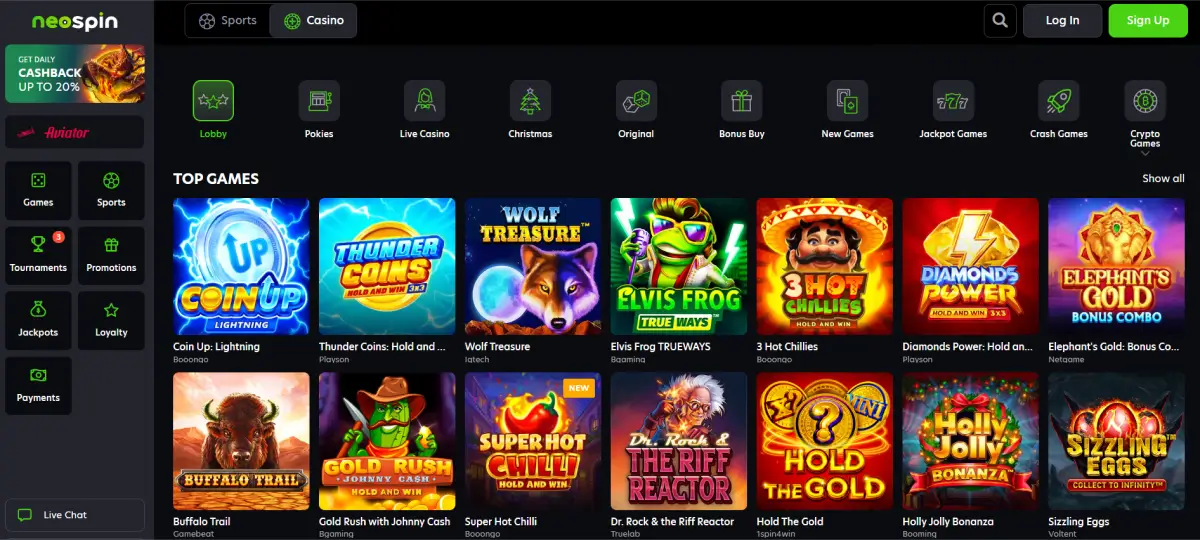 Demo mode and cash game in Neospin casino Demo mode and cash game in Neospin