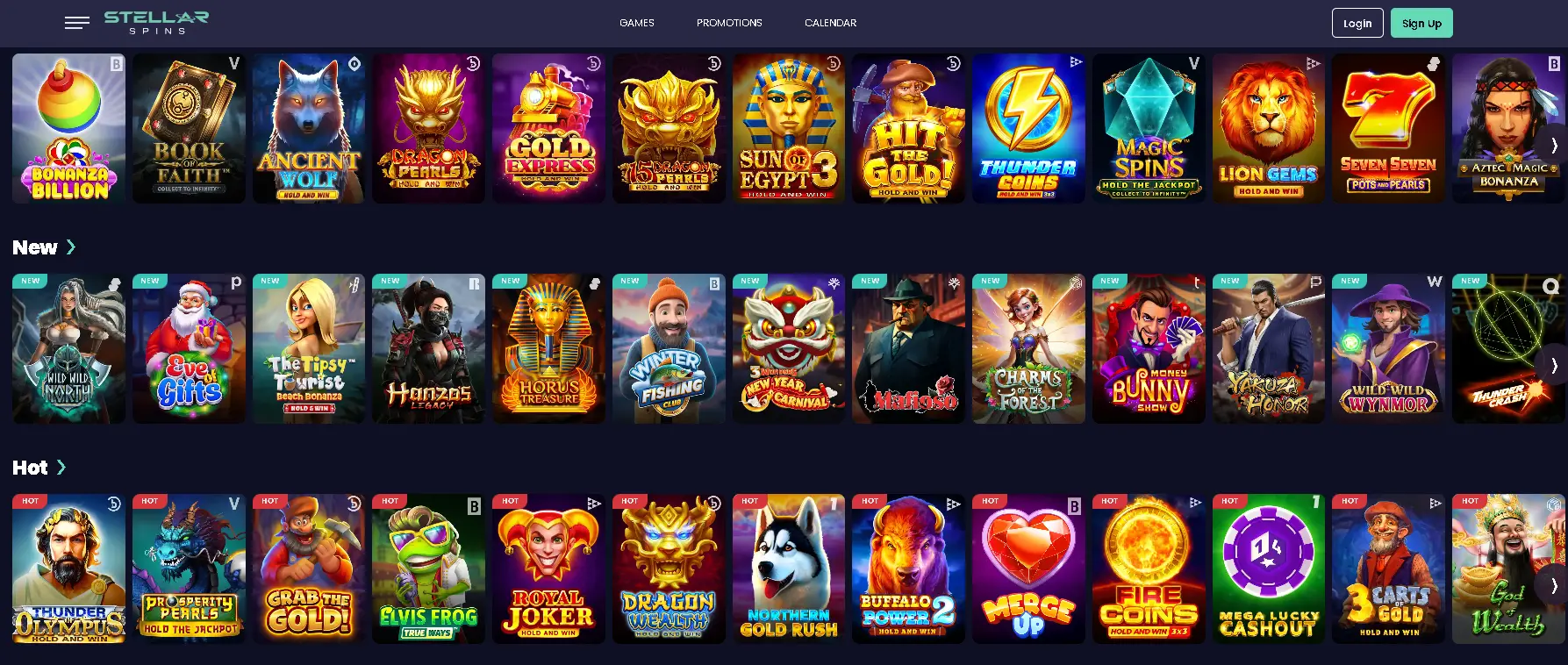 The games of Stellar Spins casino online The games of Stellar Spins casino