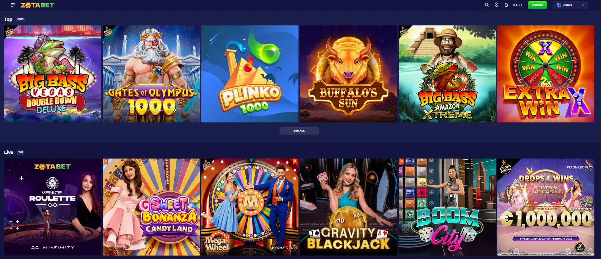 Popular games and bets at Zotabet casino Games and bets at Zotabet casino