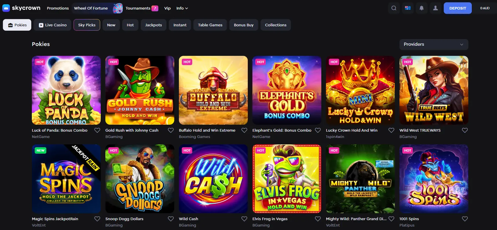 Skycrown's casino wide selection of games Skycrown's wide selection of games